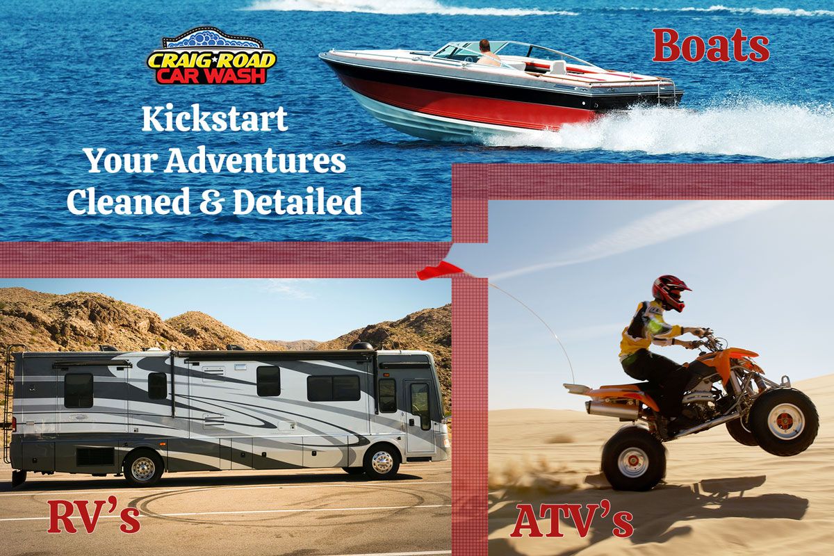 Boat, RV and off-road toys ready for a Las Vegas adventure after professional cleaning and detailing